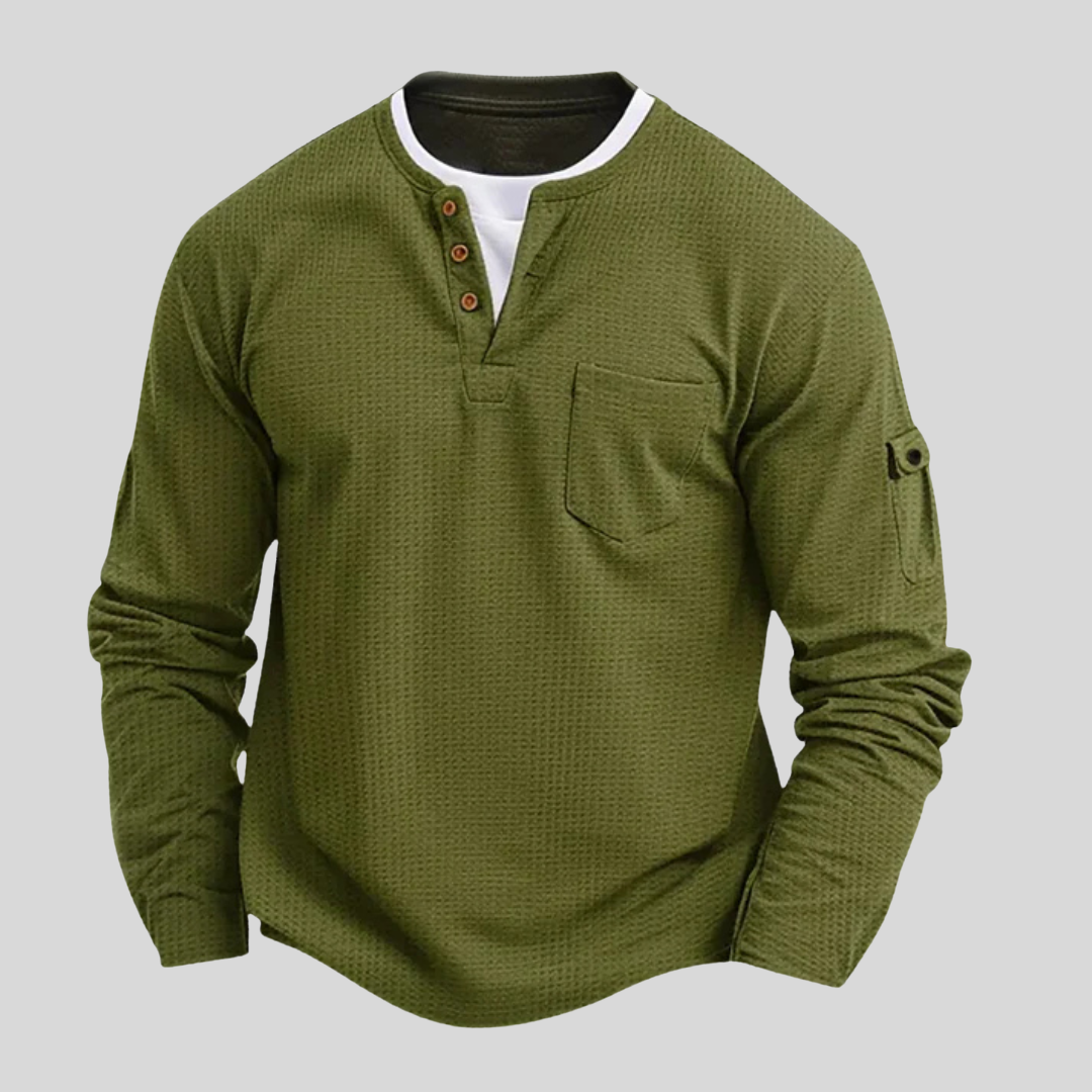 Harrison | Men’s Long-Sleeve Waffle-Cotton Shirt