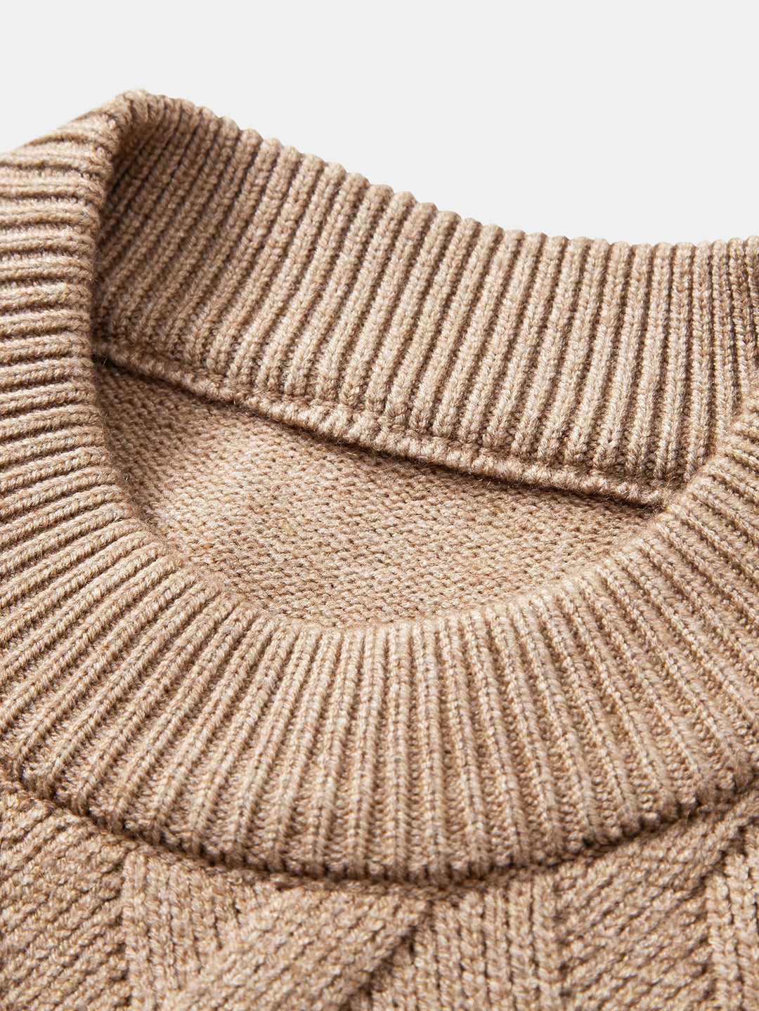 Heavyweight Geometric Jacquard Mock Neck Sweater