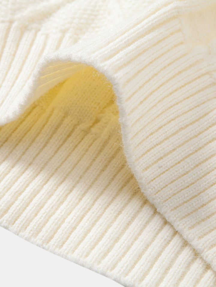 Heavyweight Twist Jacquard Crew Neck Sweater