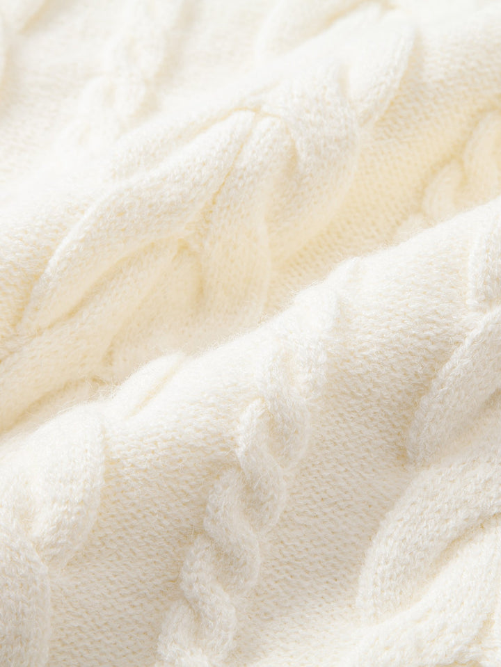 Heavyweight Twist Jacquard Crew Neck Sweater