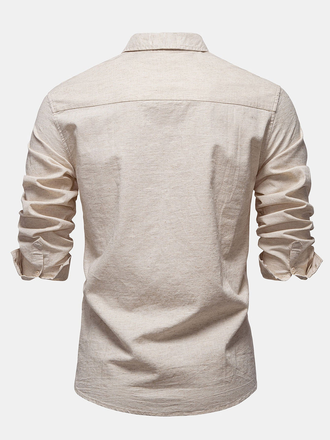 Long Sleeve Linen Cotton Blend Shirt With Pocket