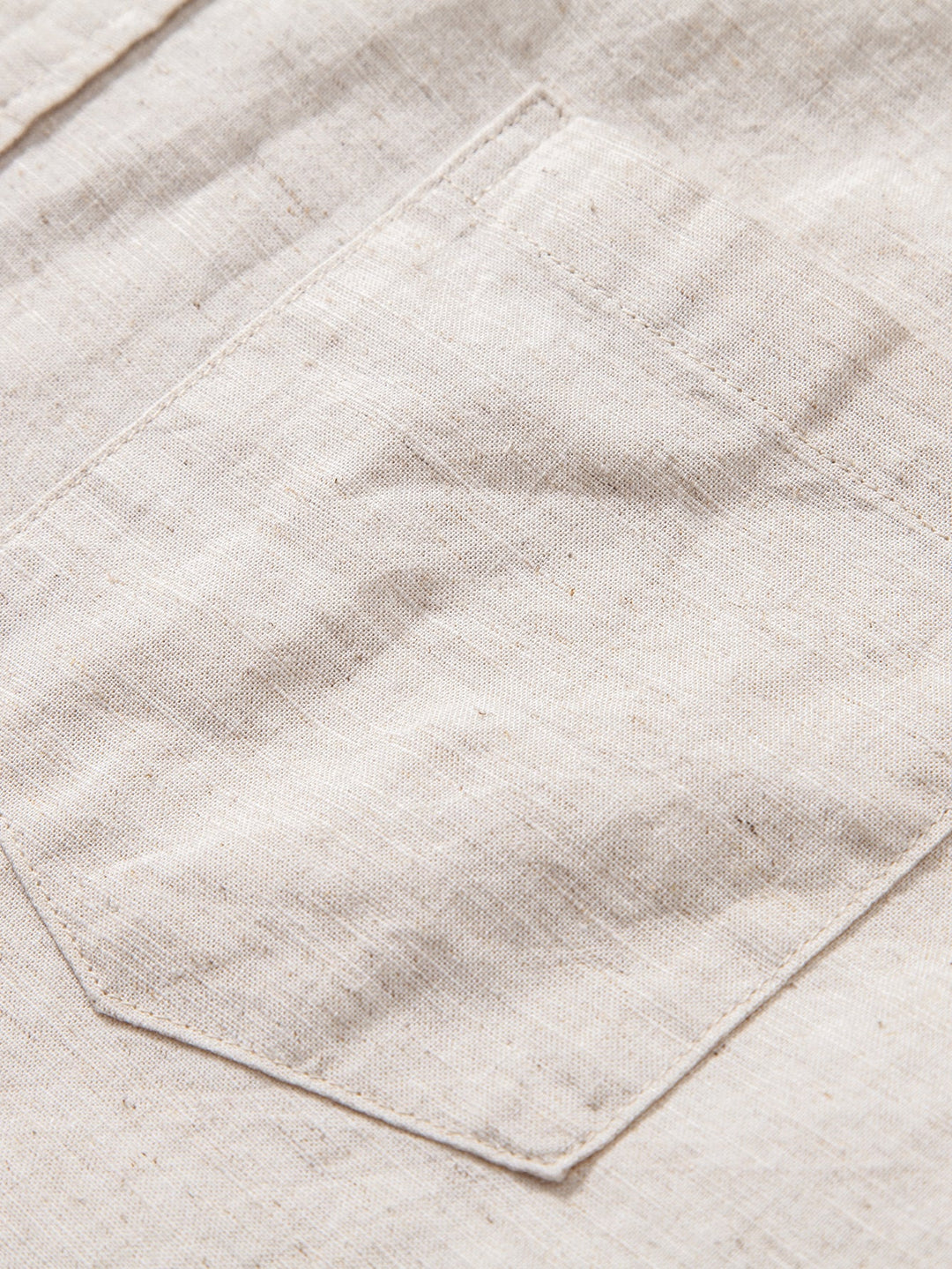 Long Sleeve Linen Cotton Blend Shirt With Pocket