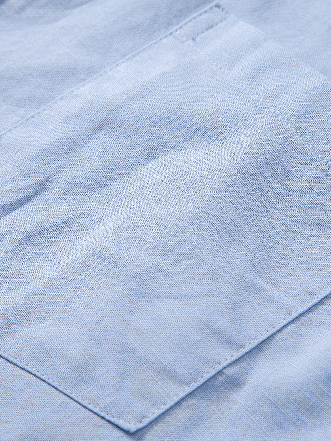 Long Sleeve Linen Cotton Blend Shirt With Pocket