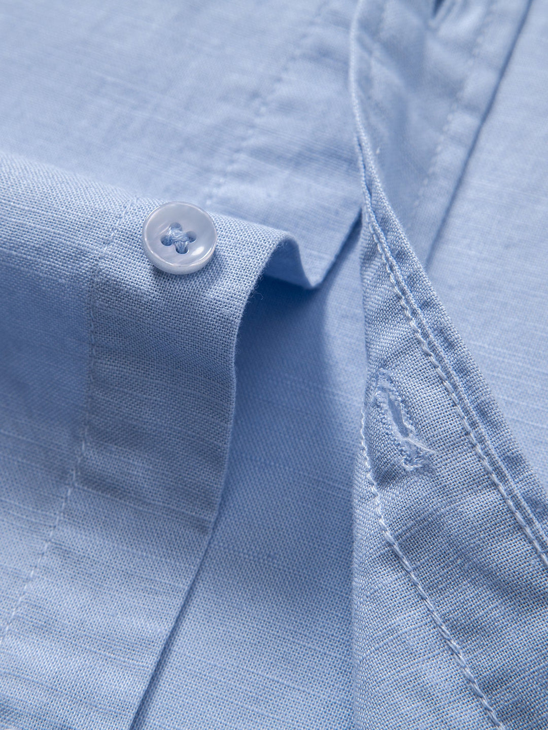 Long Sleeve Linen Cotton Blend Shirt With Pocket