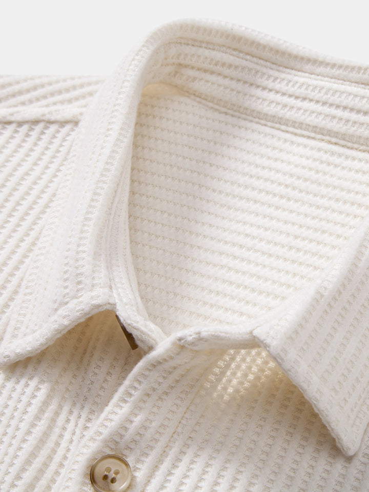 Long Sleeved Waffle Button Up Shirt