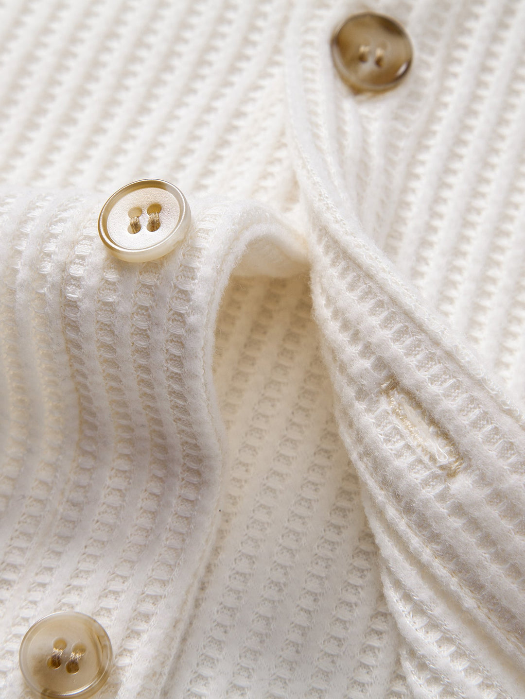 Long Sleeved Waffle Button Up Shirt