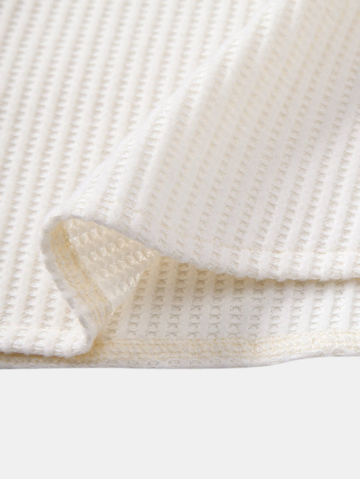 Long Sleeved Waffle Button Up Shirt