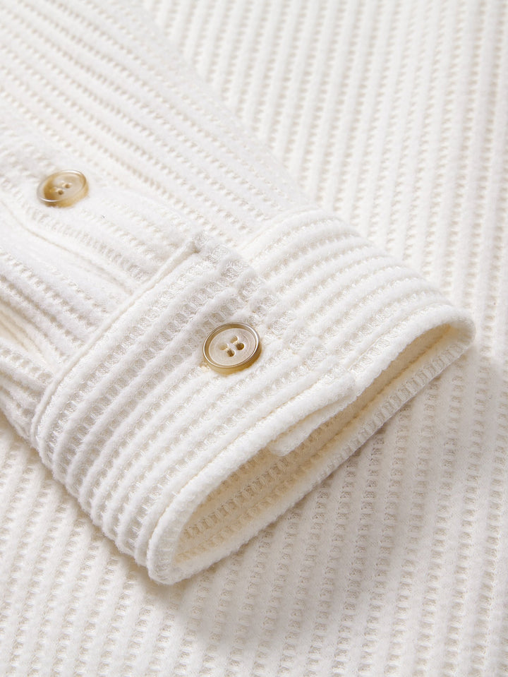 Long Sleeved Waffle Button Up Shirt