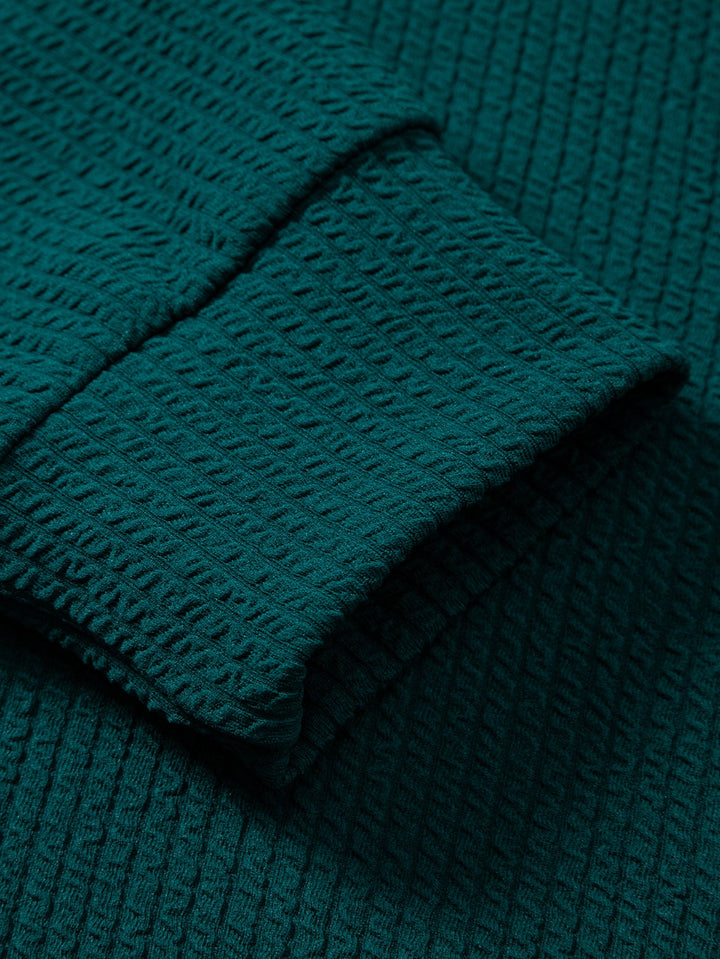 Ribbed Textured Crew Neck Sweatshirt