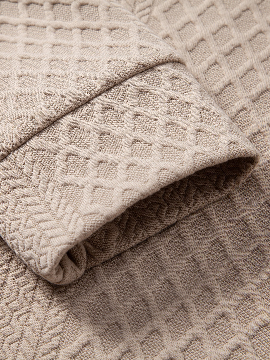 Long Sleeve Geometric Jacquard Polo Shirt