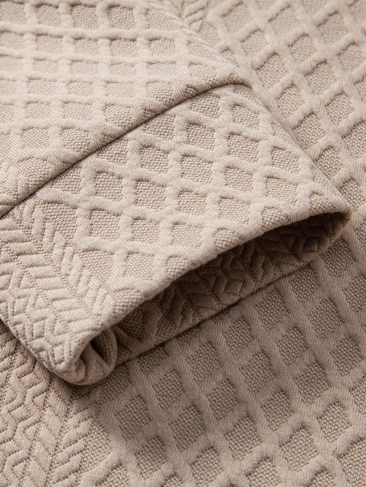 Long Sleeve Geometric Jacquard Polo Shirt