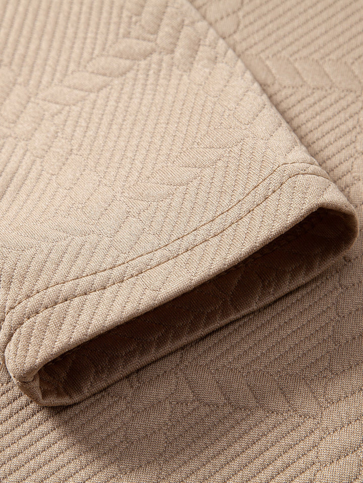 Long Sleeve Plaid Jacquard Polo Shirt