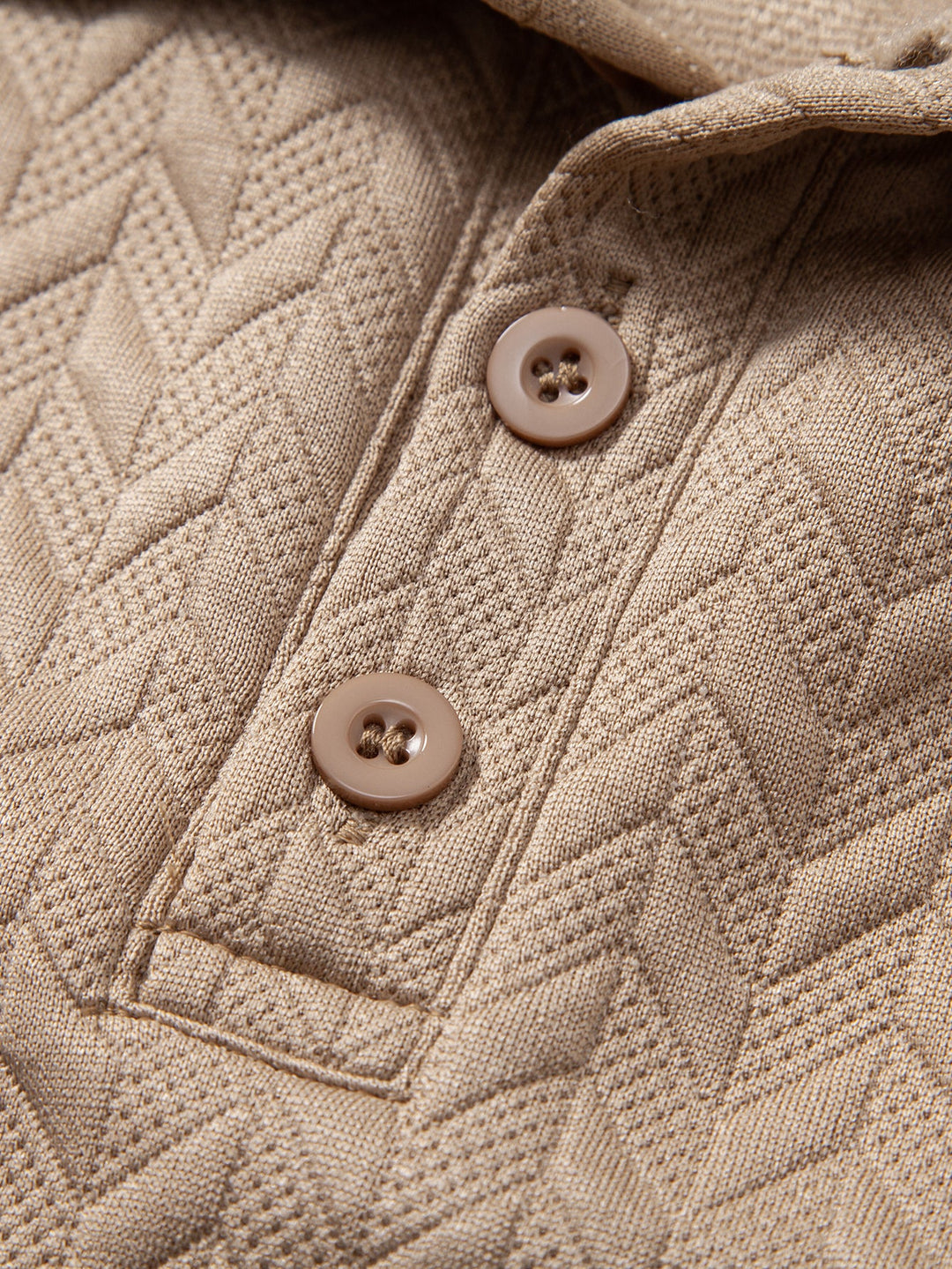 Long Sleeve Wave Jacquard Polo Shirt