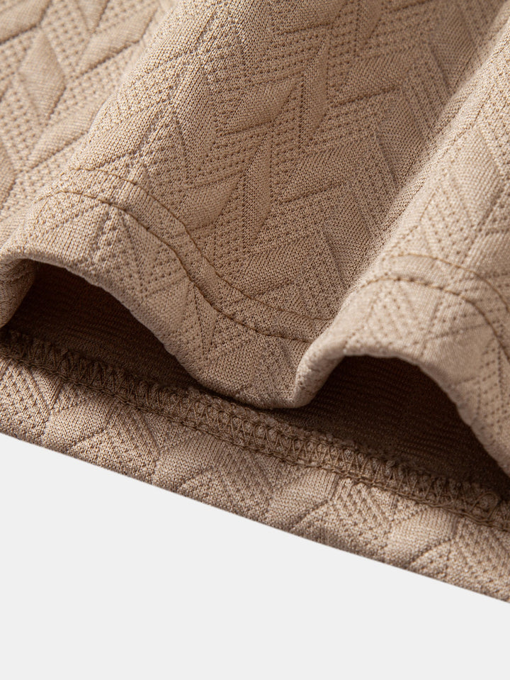 Long Sleeve Wave Jacquard Polo Shirt