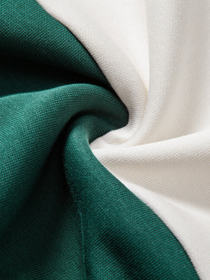 Relax Fit Color Block Polo Collar Sweatshirt