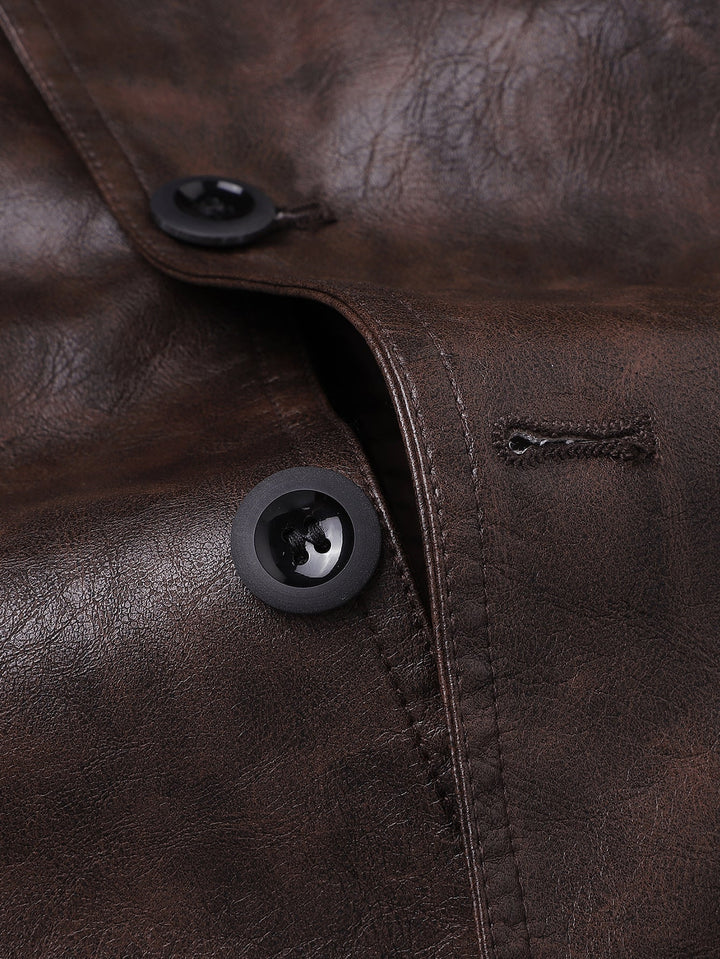 Long Line PU Leather Trench Coat