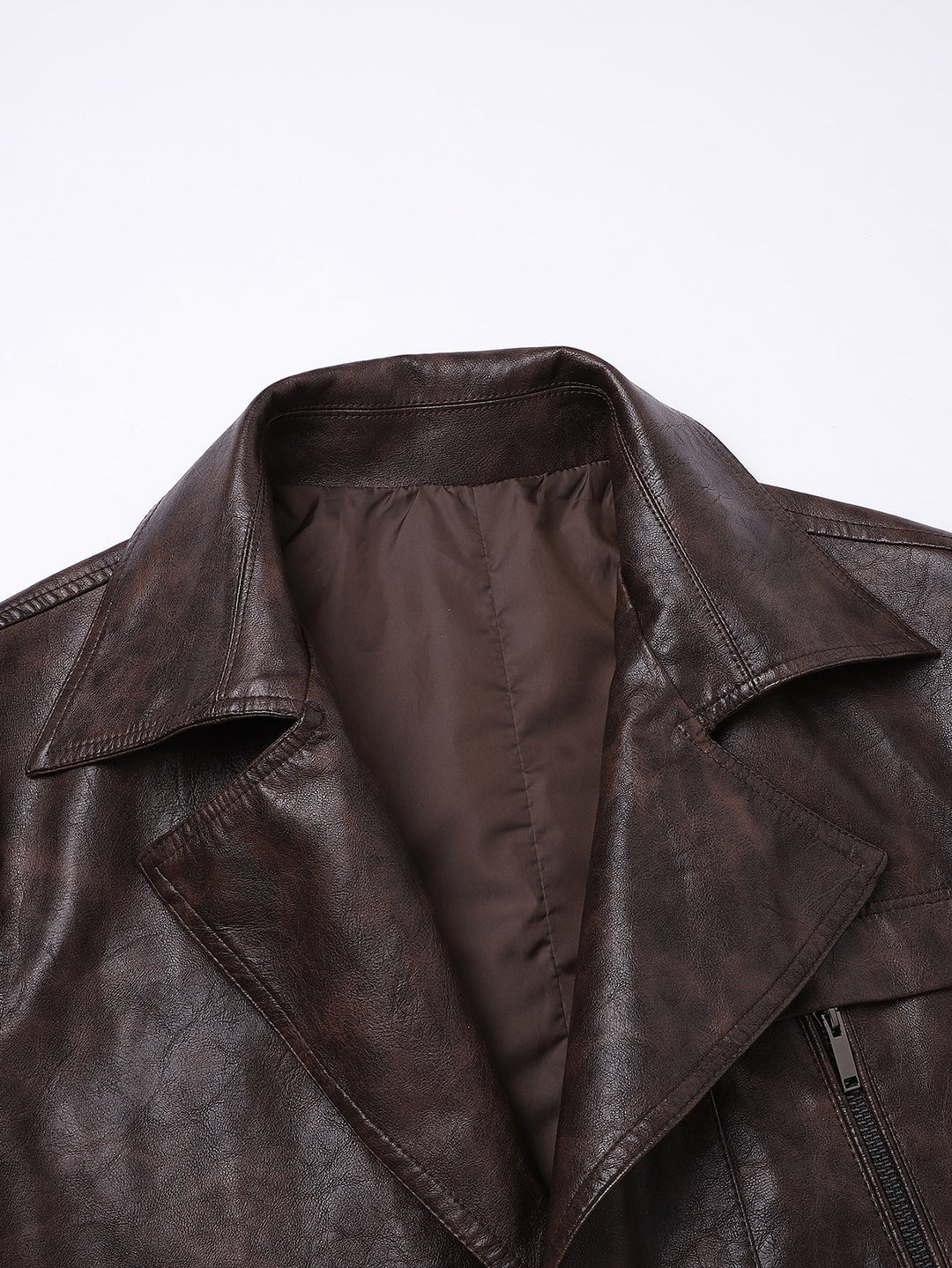 Long Line PU Leather Trench Coat