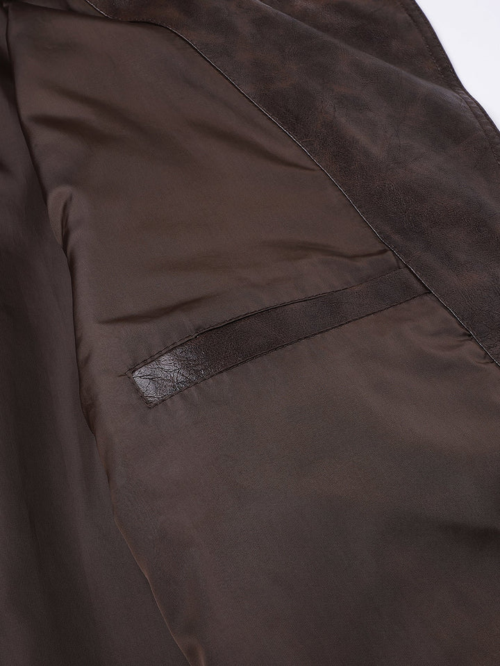 Long Line PU Leather Trench Coat