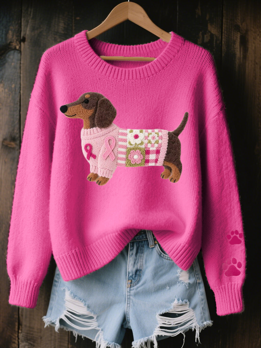 Naoni – Knitted jumper with wool felt dachshund motif